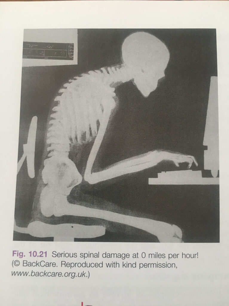 A skeleton sitting at a computer desk with a keyboard.