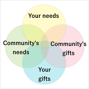 A venn diagram of the four areas of community needs.