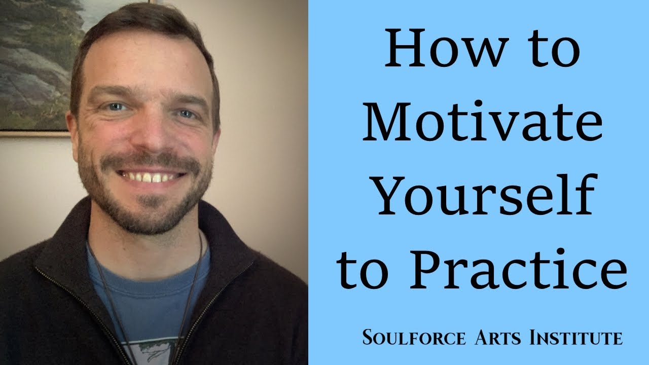 A man smiling with the words how to motivate yourself to practice in front of him.