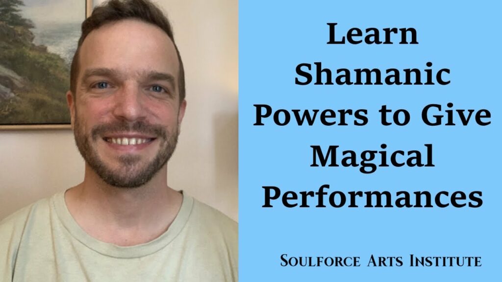 A man smiling with the words learn shamanic powers to help magic perform.