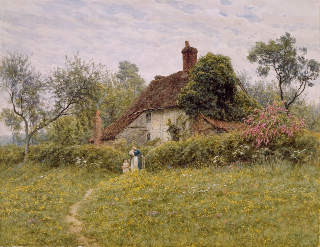 Helen Allingham Painting of a cottage
