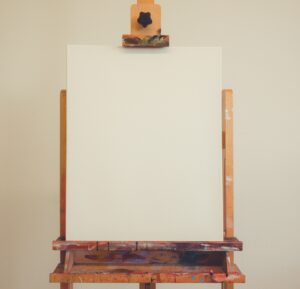 blank canvas on easel